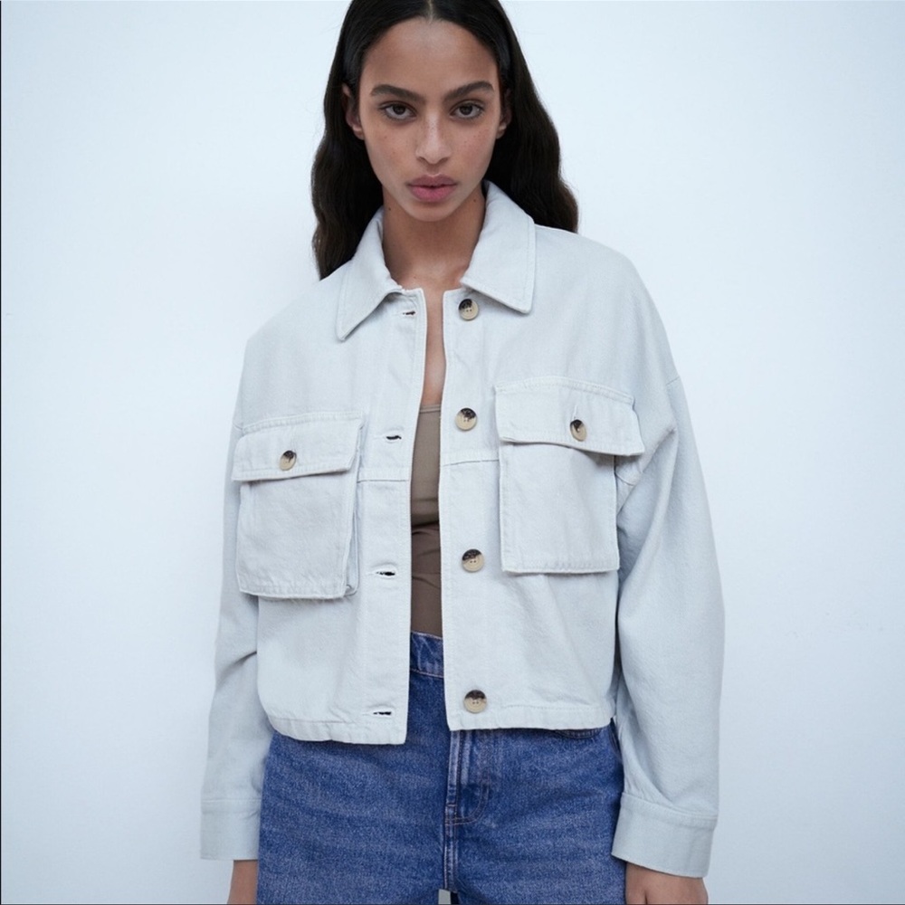 ZARA PALE BLUE POCKET JACKET TRF